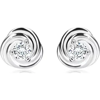 Náušnice Stříbrné náušnice 925 - kvítek z okvětních lístků, blýskavý zirkon, puzetové zapínání