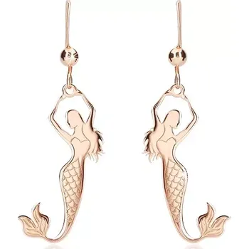 Náušnice Náušnice ze stříbra 925 - měděné barvy - mořská panna a kulička, lesklý povrch, afro háček