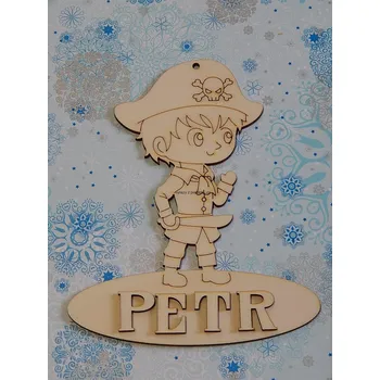 Stavební deska Výřez z překližky, L47, CEDULKA-PIRÁT, 16,1x13,4cm, 1ks