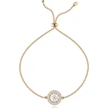 Stříbrný nastavitelný náramek 925 - maltézský kříž v obruči, čiré zirkony, měděná barva