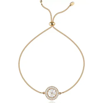 Náramek Stříbrný nastavitelný náramek 925 - maltézský kříž v obruči, čiré zirkony, měděná barva