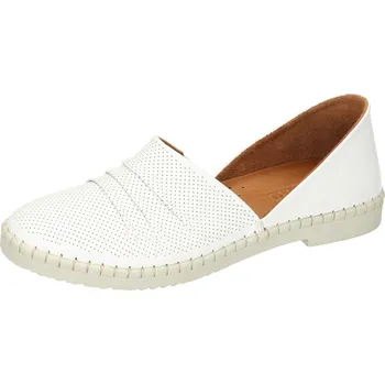 Dámské baleríny Manitu 840008 03 kožené baleriny s perforací bílá Barva: Bílá, Velikost: 41