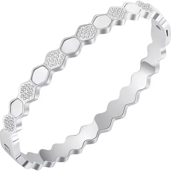 Náramek Kloubový náramek z oceli - perly a kubické zirkony, stříbro