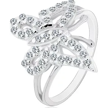 Prsten Prsten ze stříbra 925 - zaoblený třpytivý zirkonový motýl - Velikost: 55
