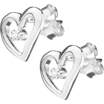 Náušnice Stříbrné náušničky 925 - kontura nepravidelného srdce se zirkonem