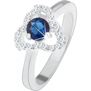 Prsten Prsten ze stříbra 925, zirkonový květ - modrý střed, zvlněné kontury lupínků - Velikost: 59