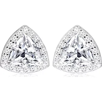 Náušnice Stříbrné 925 náušnice - blýskavý zirkon zdobený trojúhelníkovým lemem