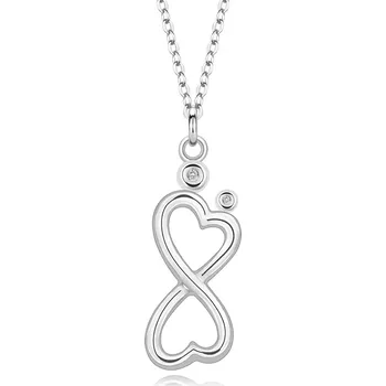 Náhrdelník Stříbrný náhrdelník 925 - diamanty, srdíčkový symbol nekonečna