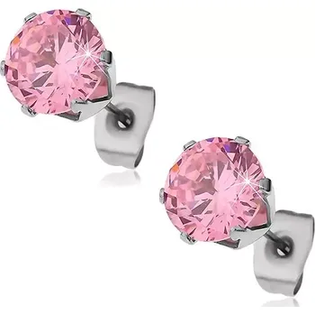 Náušnice Náušnice z chirurgické oceli s čirým zirkonem, 6 mm