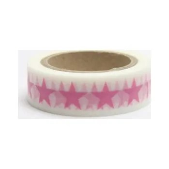 Lepicí páska Dekorační lepicí páska - WASHI tape-1ks růžová 5cípá hvězda v bílé
