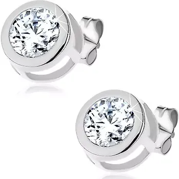 Náušnice Náušnice ze stříbra 925 - kulatý čirý zirkon ve dvojitém rámečku