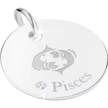 Přívěsek Stříbrný přívěsek 925 - kruhová známka se znamením zvěrokruhu - RYBY