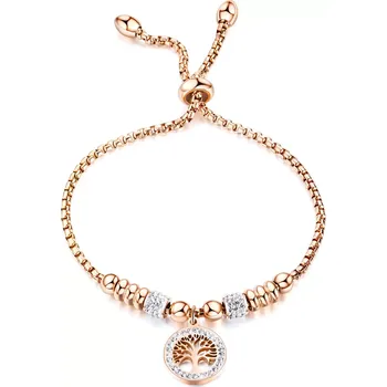 Náramek Náramek z měděné oceli - strom života v obruči ze zirkonů