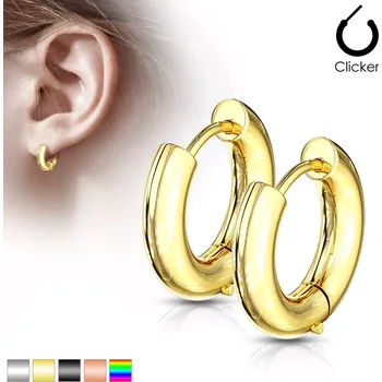 Náušnice Náušnice z chirurgické oceli - širší kruhy s hladkým povrchem, průměr 16 mm - Barva: Černá