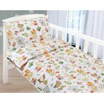 Dětské povlečení do postýlky LESNÍ ZVÍŘÁTKA, bílé, bavlna hladká, 90x135cm + 45x60cm