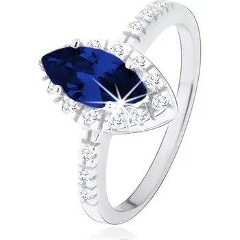 Prsten Prsten ze stříbra 925, zrnko tmavě modré barvy s čirým zirkonovým lemem - Velikost: 57