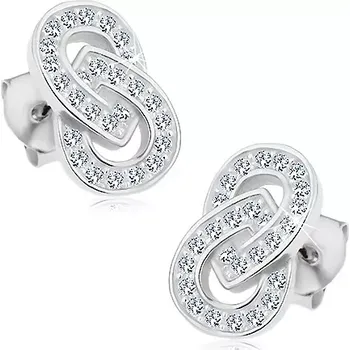 Náušnice Stříbrné náušnice 925, propojené obrysy kapek, čiré zirkonky, puzetky