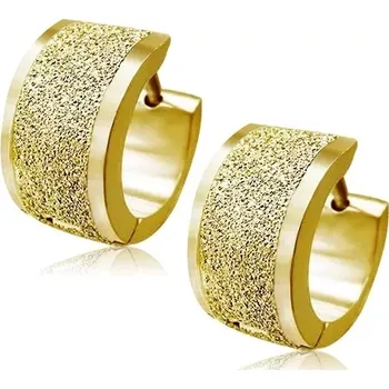 Náušnice Zlaté pískované náušnice z oceli, šikmé okraje