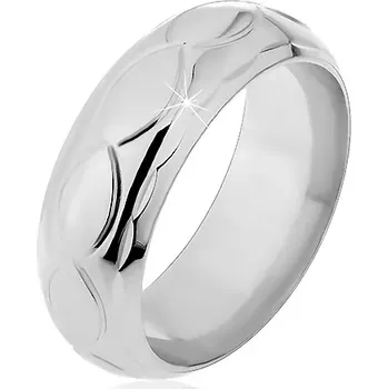 Prsten Stříbrná obroučka 925 - gravírované lístečky a očka - Velikost: 56