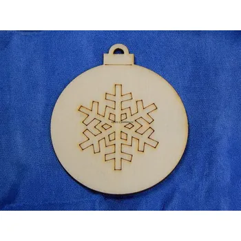 Překližka Výřez z překližky, V22/1, KULATÁ VÁNOČNÍ OZDOBA-GRAVÍR VLOČKA I., 5,2cm, 1ks