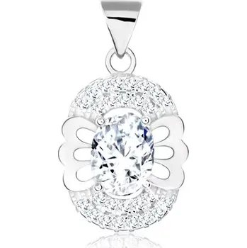 Přívěsek Přívěsek ze stříbra 925, oválný čirý zirkon, motýl, dvojitý zirkonový lem