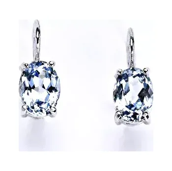 Náušnice Stříbrné náušnice akvamarin - NK1245 (Stříbrné náušnice s akvamarinem 8x6 mm)