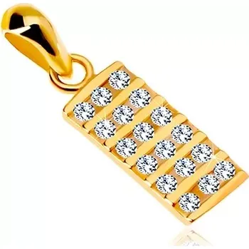 Přívěsek Přívěsek ze žlutého 14K zlata - obdélník vykládaný čirými zirkony