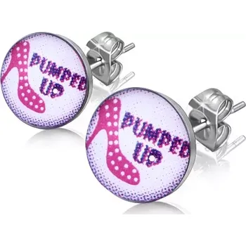 Náušnice Ocelové náušnice, růžová puntíkovaná lodička, puzetky