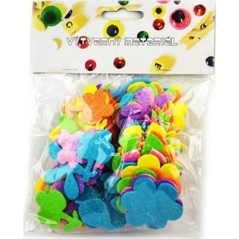 Pěnové kytičky - třpytivé - mix barev - 72 ks