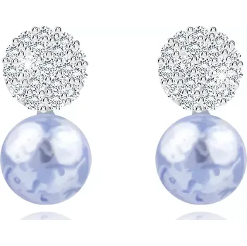 Náušnice Stříbrné 925 náušnice - větší šedavý korálek, kroužek, třpytivý zirkon, puzetky