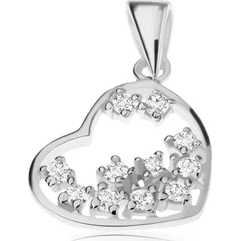 Přívěsek Stříbrný přívěsek 925, čiré zirkonky vložené v obrysu srdíčka