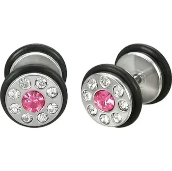 Piercing Falešný piercing s růžovým zirkonem a gumičkami - pár