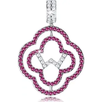 Přívěsek Přívěsek ze stříbra 925, dva obrysy květů, růžové a čiré zirkonky