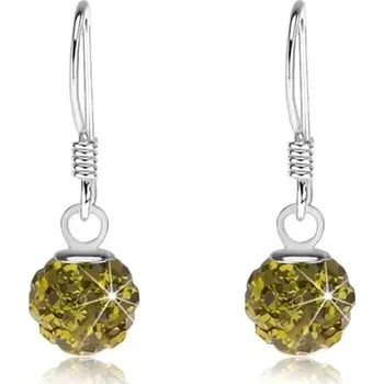 Náušnice Kuličkové náušnice ze stříbra 925, Preciosa krystaly zelené barvy, 6 mm