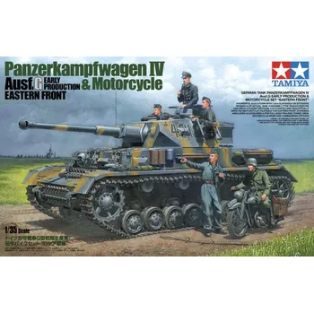 Plastikový model Panzerkampfwagen Pz.IV. Ausf.G & Motorcycle Set (Tamiya 1:35)