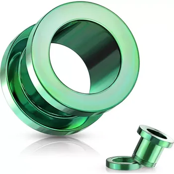Piercing Tunel do ucha z 316L oceli - lesklý povrch zelené barvy, PVD povrchová úprava - Tloušťka : 25 mm