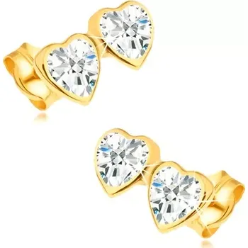 Náušnice Náušnice ze 14K zlata se srdíčky a čirými zirkony