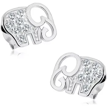 Náušnice Puzetové náušnice - stříbro 925, třpytivý slon vykládaný čirými zirkony