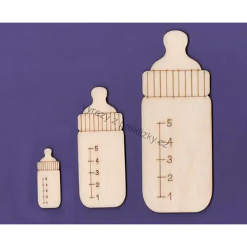 Překližka Výřez z překližky, D92/2, LAHVIČKA NA MLÉKO-střední, 3,7x9,5cm, 1ks