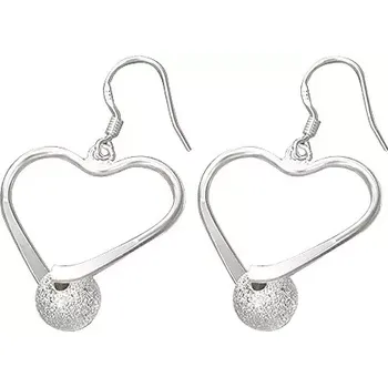 Náušnice Ocelové náušnice - obrys srdce s pískovanou kuličkou, afro háčky