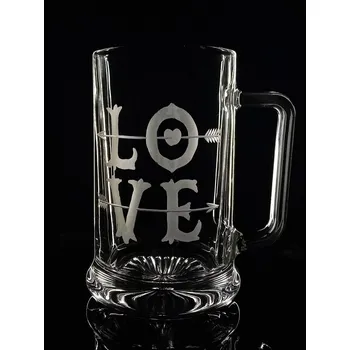 Sklenice půllitr z lásky - ručně ryté (broušené) dárek z lásky, dárek k Valentýnu