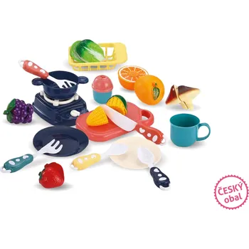 Dětská kuchyňka Kuchyňský set v košíku 26x19x14 cm - modrý - český obal