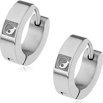 Náušnice Náušnice z oceli 316L stříbrné barvy, vyrytý symbol JIN-JANG