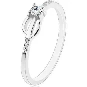 Prsten Prsten ze stříbra 925, úzká ramena zdobená čirými zirkony, trojzubec - Velikost: 57