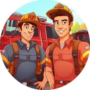 Jedlá dekorace na dort Jedlý papír hasiči 19,5cm - PICTURE