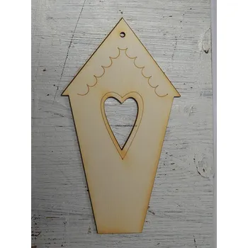 Překližka Výřez z překližky, S63-OP10292, BUDKA SE SRDÍČKEM, 15x8,3cm, 1ks