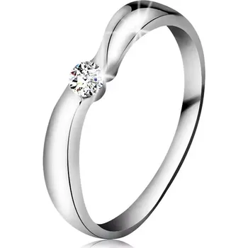 Prsten Prsten v bílém 14K zlatě se zářivým briliantem čiré barvy, širší ramena - Velikost: 54