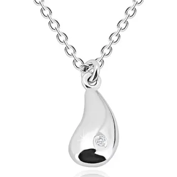 Náhrdelník Stříbrný 925 náhrdelník - zrcadlově lesklá kapka s diamantem, řetízek