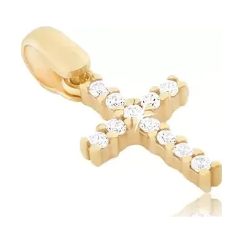 Přívěsek Přívěsek ze 14K zlata - malý zirkonový křížek uchycený kolíčky