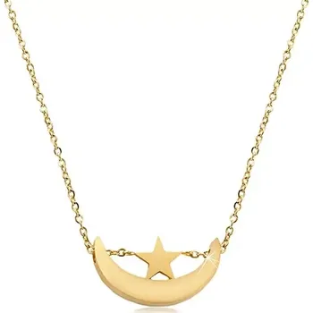Náhrdelník Náhrdelník ve zlatém odstínu, chirurgická ocel, lesklý srpek měsíce a hvězdička